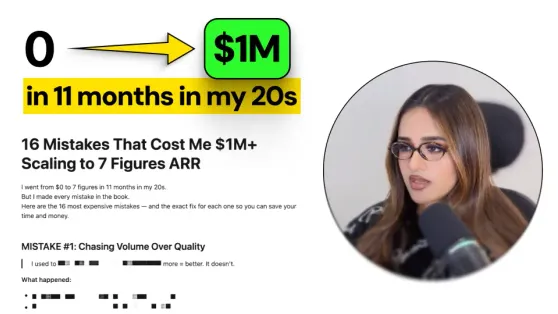 Namya Khan beside a one million dollar growth headline