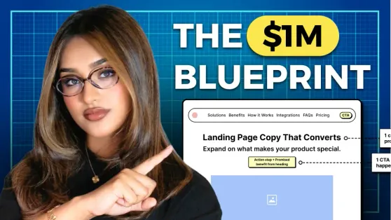 Namya Khan pointing to a landing page blueprint